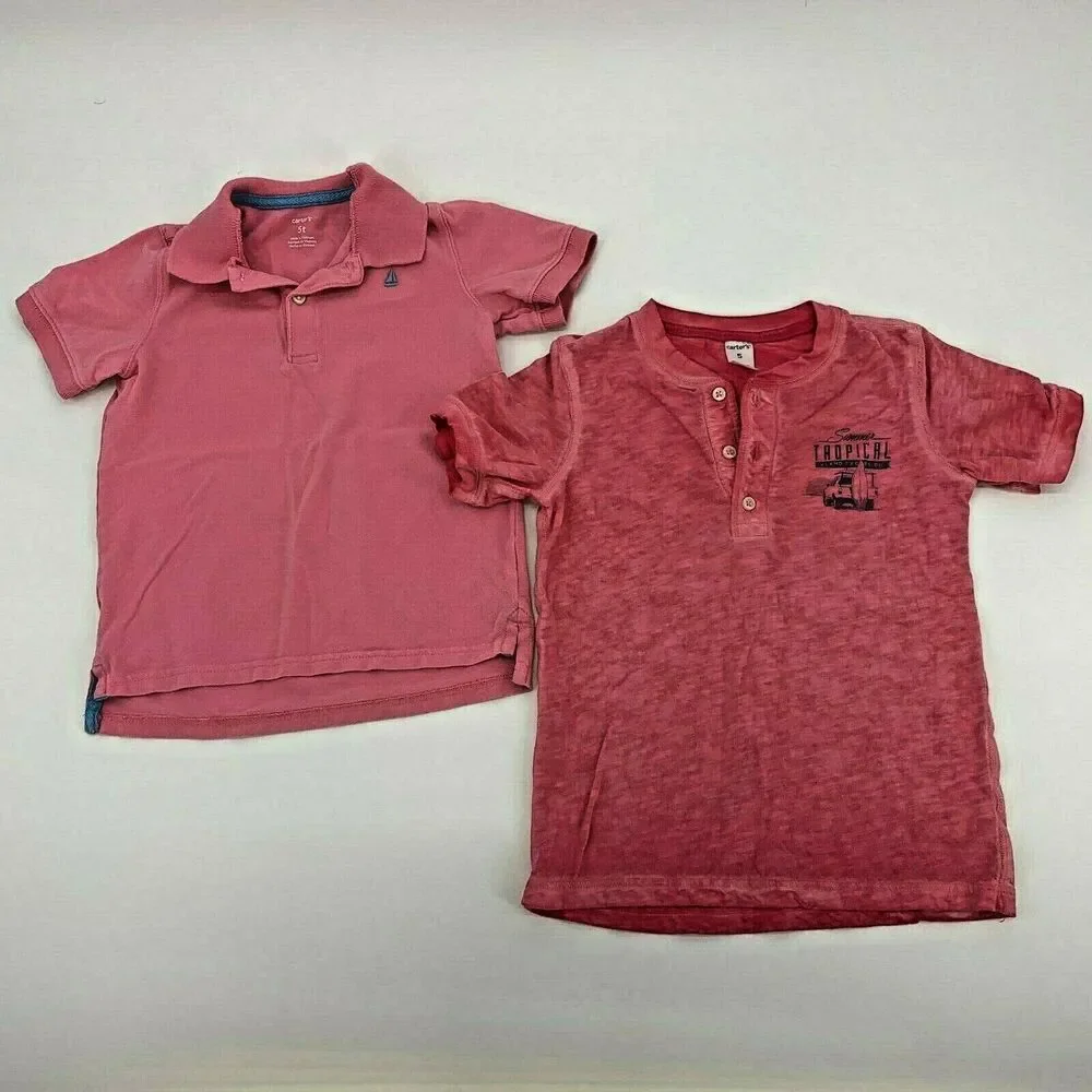 Carters Toddler Boys Shirt Lot Polos Button Chest Sz 5 5T